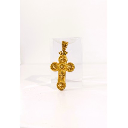 Ασημένιος σταυρός επίχρυσος βυζαντινός με ζιργκόν 3,7x2εκ. (SCR41)